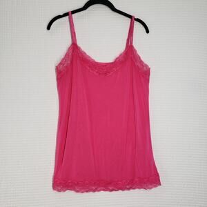 Lane Bryant Y2K Lace Trim Cami Tank Top Womens 14/16 Pink Long Layering Stretch